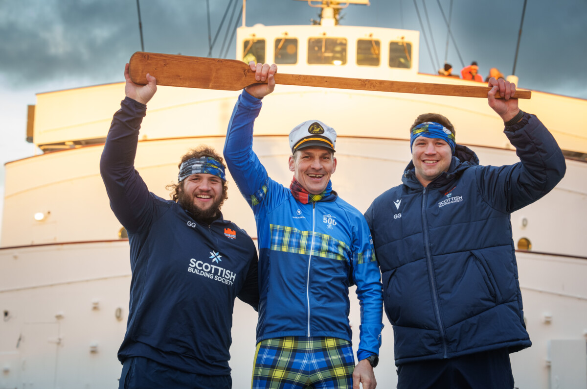 L-R Pierre Schoeman Edinburgh and Scotland Rob Wainwright, former Scotland captain and Doddie Aid founder Grant Gilchrist Edinburgh and Scotland International