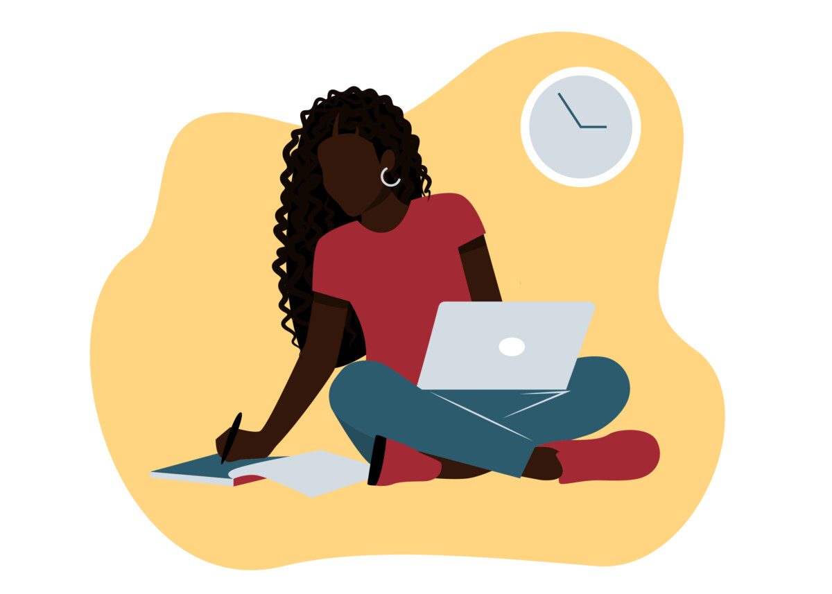 Teenage Black Female Student Studying - BlackIllustrations