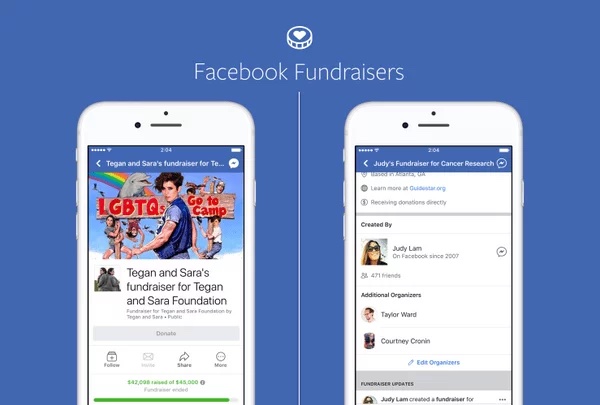 Facebook fundraiser campaign from Tegan and Sara - image: Facebook.com