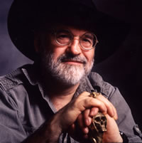 Author Terry Pratchett, with his distinctive black hat