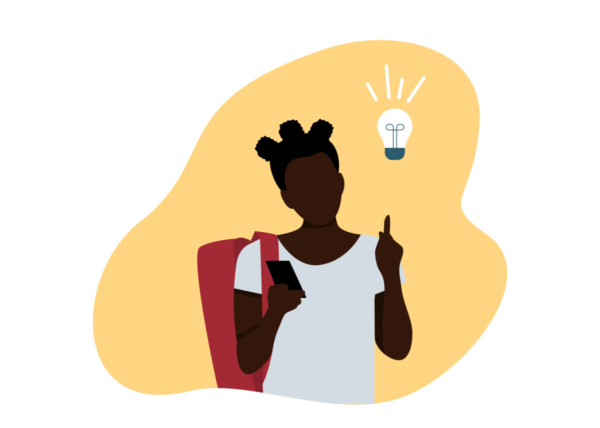 Young Black Female Student with an Idea - BlackIllustrations