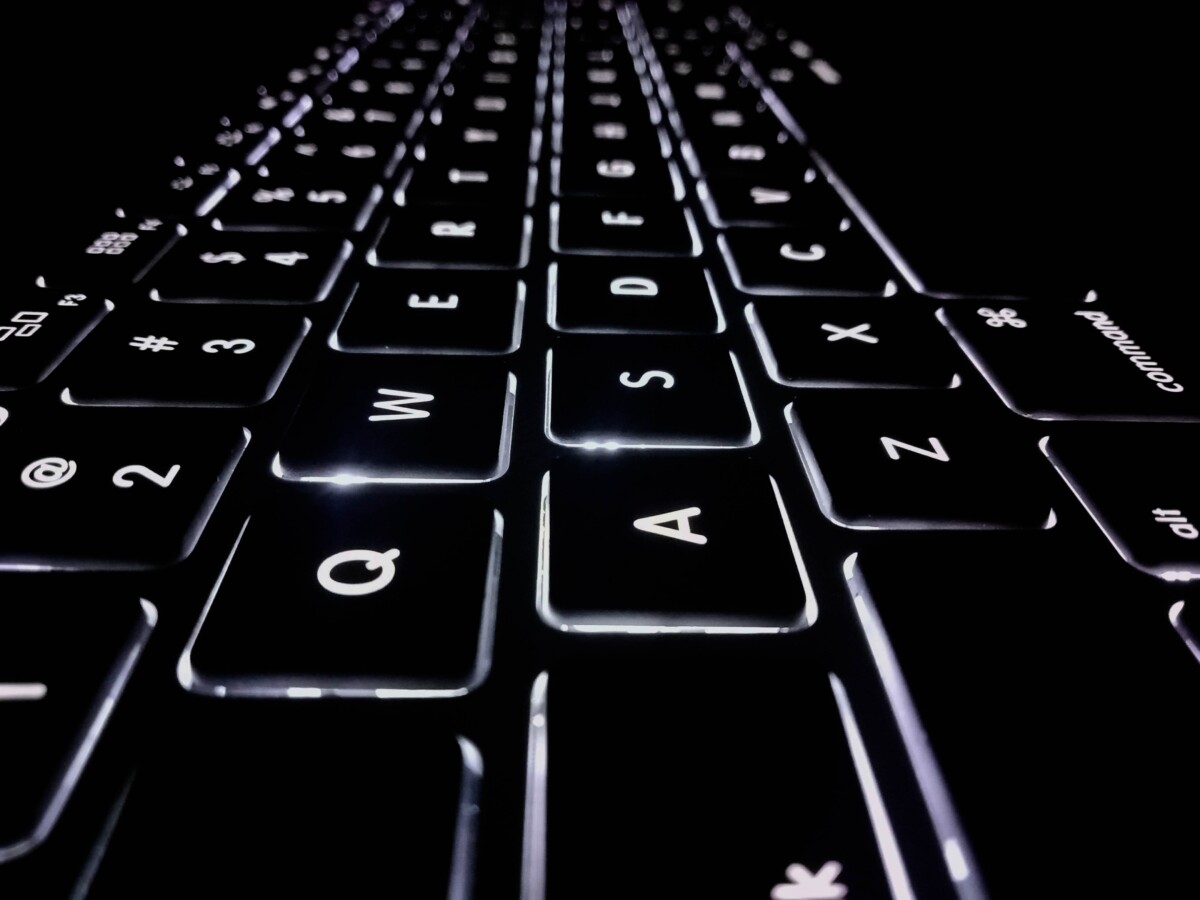 Black computer keyboard from one side