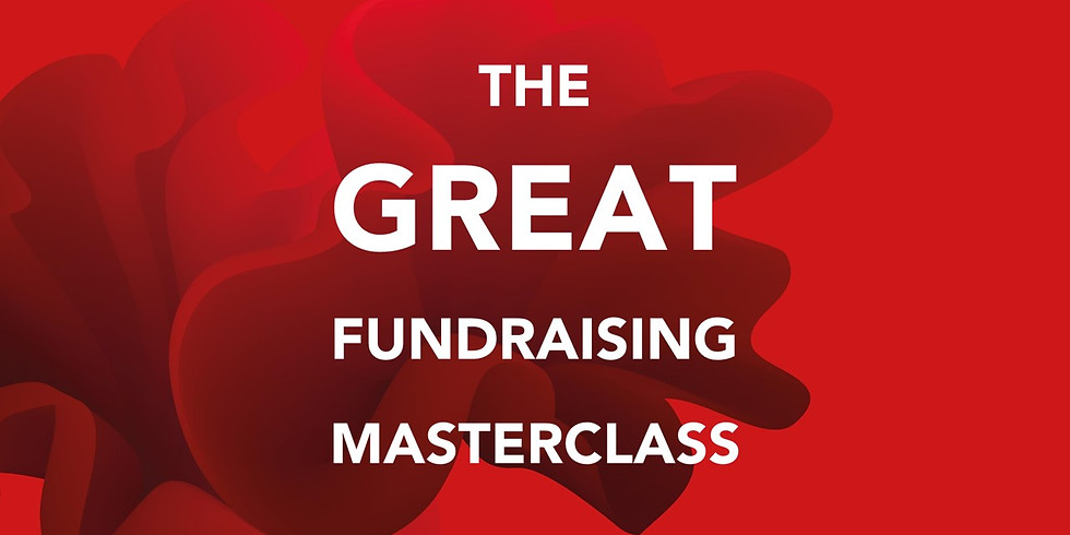 The Great Fundraising Masterclass (event logo on a red background)
