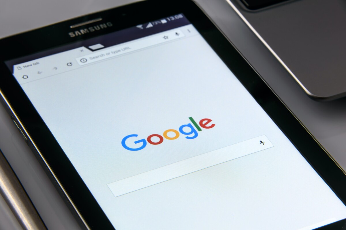 a tablet showing the google screen