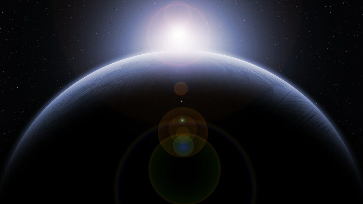 A planet in a dark sky