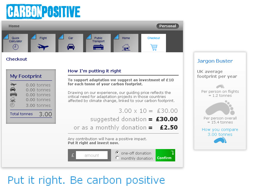 Carbon Positive - linking giving to Unicef to your carbon footprint