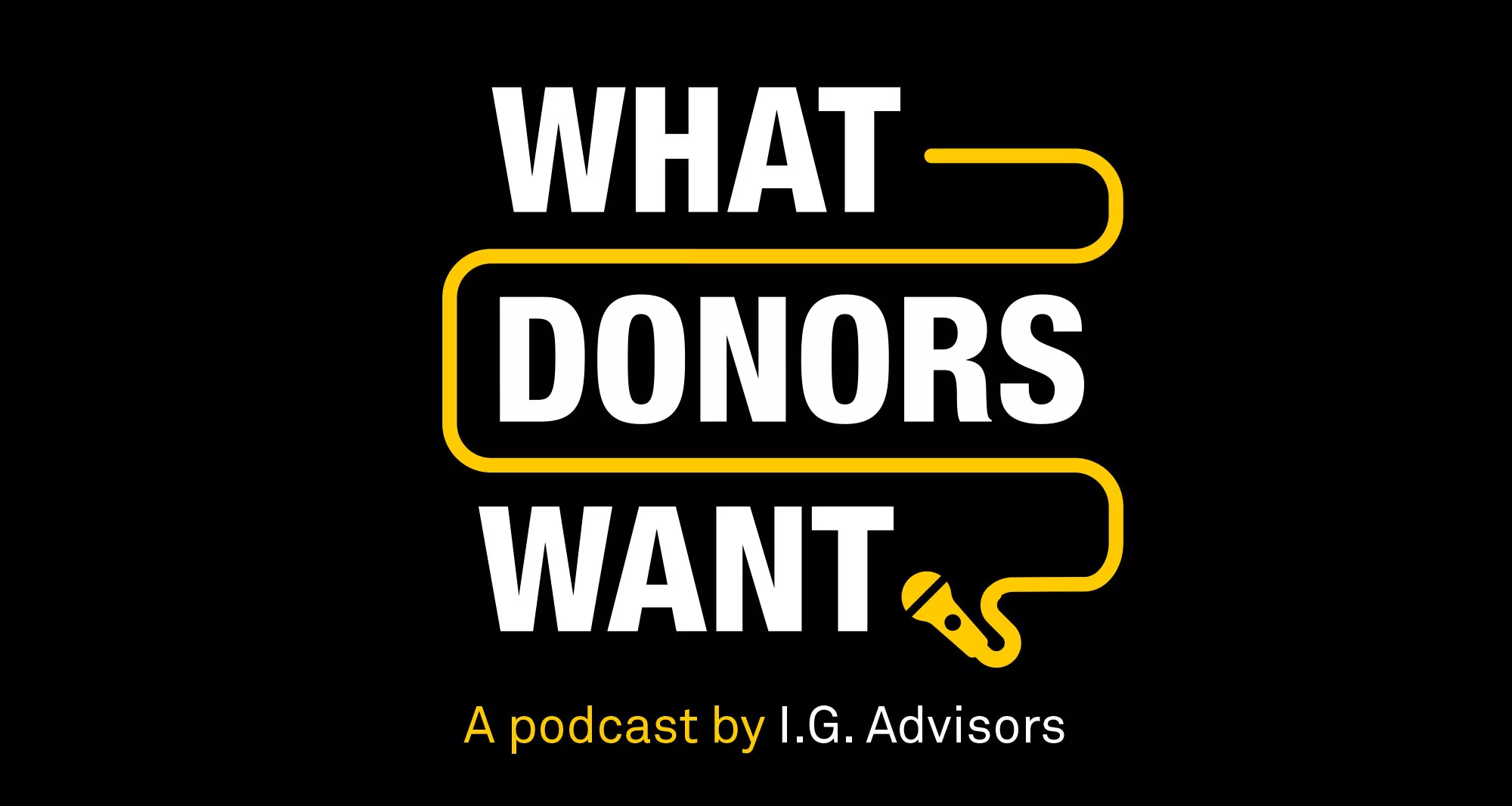 What Donors Want logo. A podcast by IG Advisors.